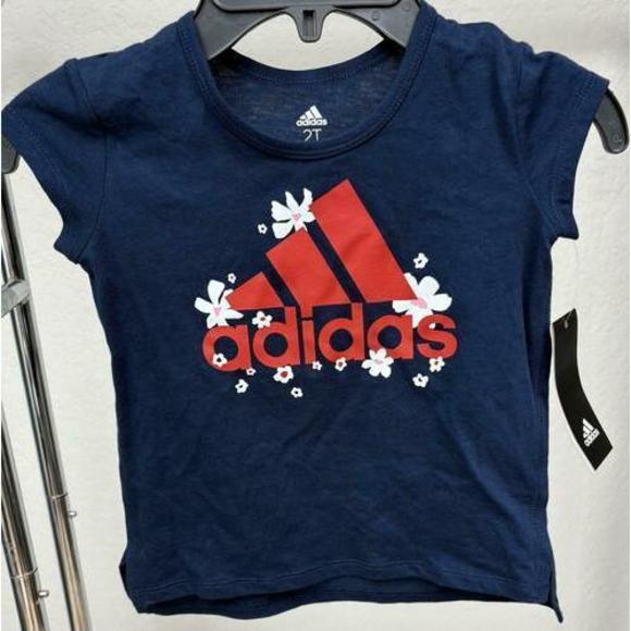 Adidas Toddler Girls Printed Bike Top- Collegiate Navy - Picture 1 of 1